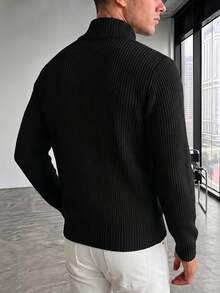 GRDR Men's Crew Neck Long Sleeve Double-Zipper Cardigan Sweater, Versatile For Daily Wear - Black - View 5