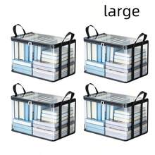 1pc Heavy Duty Transparent Book Storage Box, Classroom & Home Old Book Organizer, Student Desk Dust-Proof Foldable Book Bag, 180° Flip Lid Design, Convenient & Space-Saving - Transparent Book Storage Box - View 5