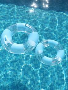 2Pcs Blue Glitter Mesh Hammock Inflatable Pool Float Thick Anti-Leak PVC Round Swim Ring With Handles Adult Cute Photo Prop Float For Summer Beach Lake Pool Vacation Party - Multicolor - View 4