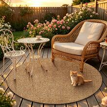 1pc Pineapple Pattern Woven Indoor/Outdoor Universal Carpet, Round Patio Deck Garden Poolside Mat, Foldable Easy To Clean Large Size Rug, Suitable For Outdoor Balcony, Yard Use - Brown - View 14