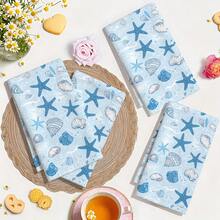 1pc/2pcs/4pcs Blue Starfish & Seashell Print Kitchen Towels, Ultra Soft, Quick-Drying & High Absorbency, Minimalist Ocean Style, Machine Washable, Hand Towels For Kitchen & Restaurant Decor - Multicolor - View 8