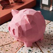 Creative Geometric Piggy Bank 3D Printed Plastic Money Box Desktop Decorative Ornament - Pink - View 2