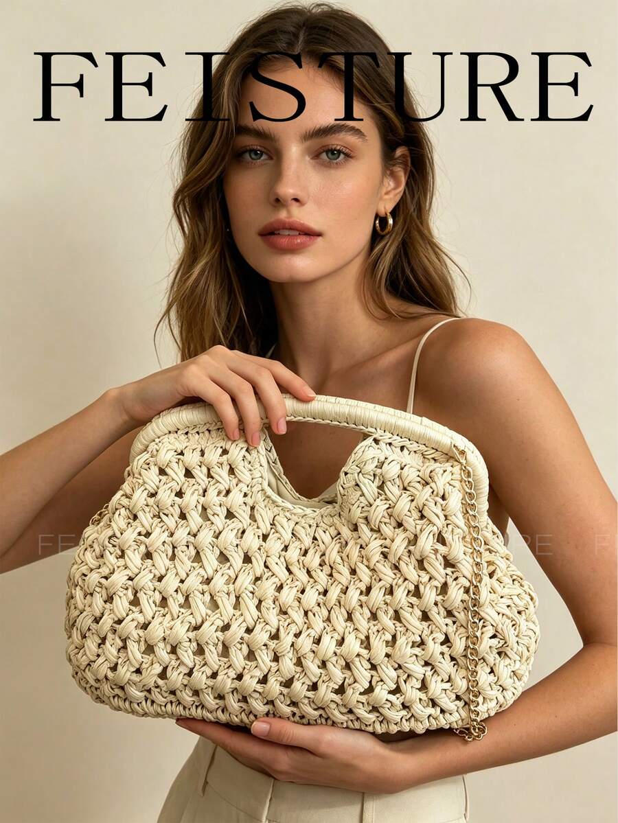 2026 Spring/Summer New Women's Woven Hard-Shell Handbag