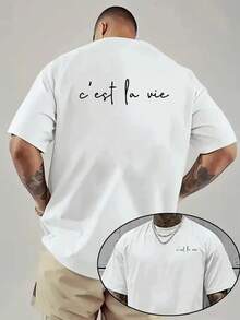 This Is Life, C'est La Vie, Men's Fashion T-Shirt With Double-Sided Print, Suitable For Casual Daily Wear At Home Or For Outdoor Fitness Activities, A Stylish Top - 白色 - 查看 1