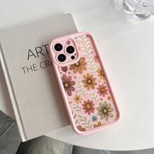Fashion Floral Pattern Anti-Drop Phone Case Compatible With 11/12/13/14/15Pro Max - Pink - View 4