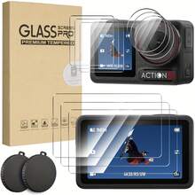 11pcs Screen Protector Set For Osmo Action 5 Pro, Includes 3pcs Tempered Glass Front Lens/Rear Screen Protectors, 2pcs Lens Caps, Compatible With Action 5 Pro - View 2