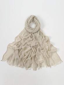 1pc Women's Solid Color Modal Fabric Pleated Tassel Scarf, Casual Daily Headscarf, Sun Protection & Warmth Shawl Scarf Suitable For Dresses - Multicolor - View 8