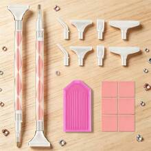 Pink Swirl Clear Resin Diamond Drill Pen Tools Kit, 2 Double-Head Diamond Painting Pens With 6 Multi-Size Placer Tips, Diamond Glue Mud & Storage Tray For 5D Diamond Embroidery DIY Art - Multicolor - View 8