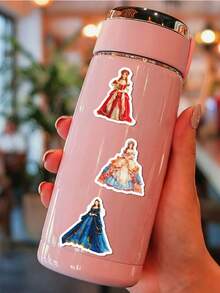 50Pcs Watercolor Royal Princess Dress Stickers, Multipurpose Decals For Journal Scrapbooking & Gift Packaging | Mixed Baroque Luxury Princess Outfit Designs For Notebook & Vintage Album School Supplies - A - View 5