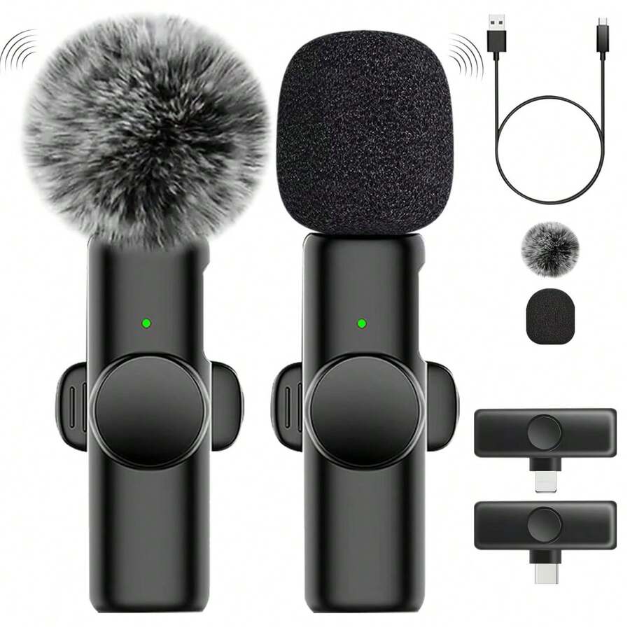2.4G Wireless Clip-On Microphone Type-C Interface Plug And Play Ultra-Low Latency Built-In Noise Reduction Chip Suitable For Video Recording Interview Podcast Vlog 50mAh Rechargeable Battery