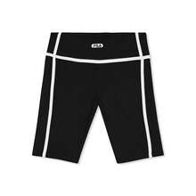 FILA Confini Slim Contrast Tape Shorts, Women's Cycling Shorts, 65% Polyester And 35% Elastane, Slim Fit Interlock Elastic, Drawstring Waist And Logo Patch - Black - View 1