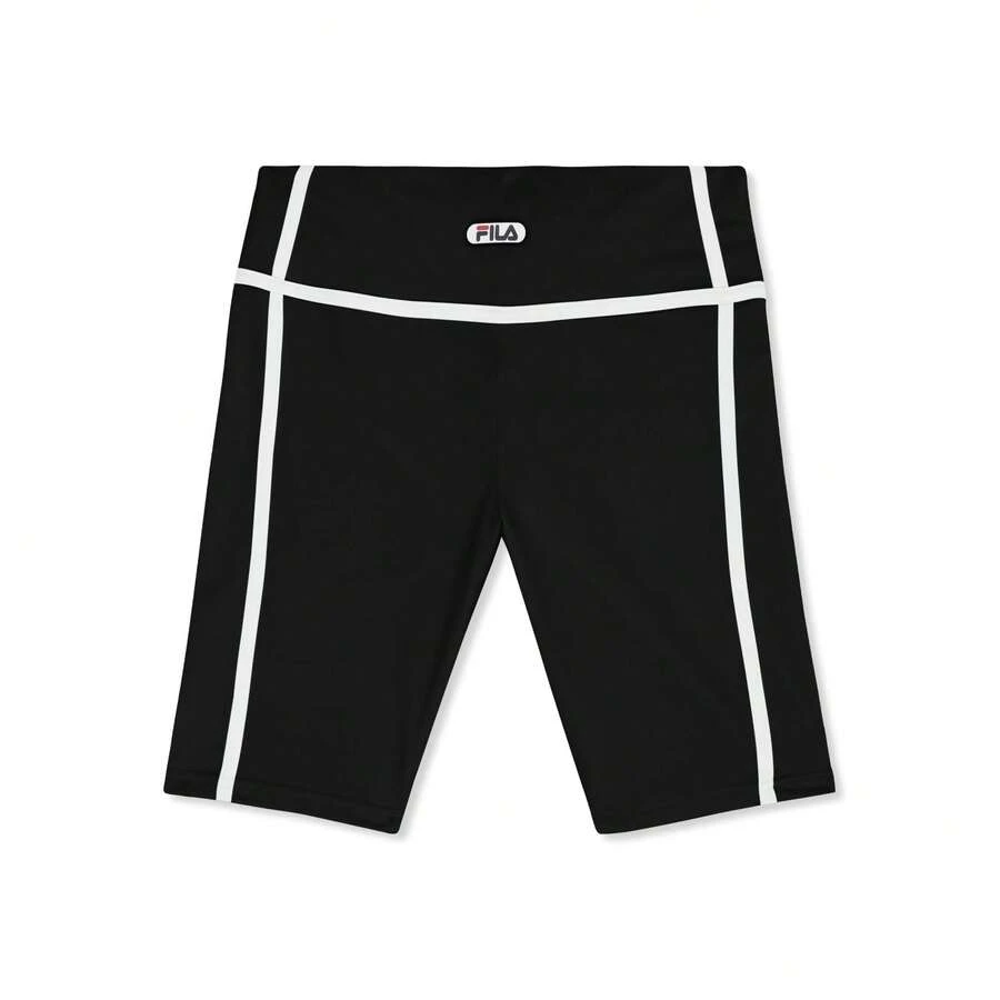 FILA Confini Slim Contrast Tape Shorts, Women's Cycling Shorts, 65% Polyester And 35% Elastane, Slim Fit Interlock Elastic, Drawstring Waist And Logo Patch - Black - View 1