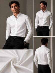 SLIM FIT CUT SATIN SUIT MATCHING SHIRT - White - View 2