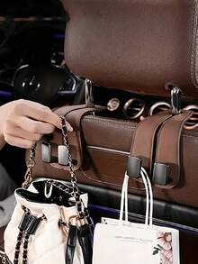 4件/1件 極簡 PU 皮革汽車掛鉤，高承重，防止物品滾動，汽車座椅套附隱藏式掛鉤，汽車內飾配件，適合日常通勤存放背包與雨傘，女性汽車必備用品 - 彩色 - 查看 7