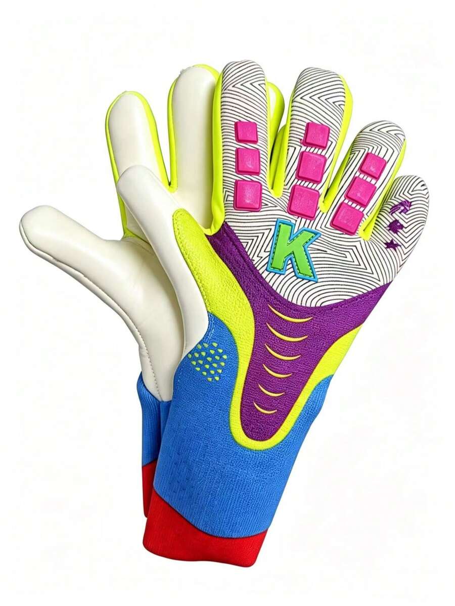 1 Pair Adult Football Goalkeeper Gloves, Finger Protection, Anti-Slip, Durable Training Gloves - Multicolor - View 1