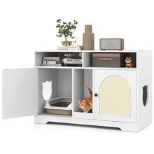 43 Inches Cat Litter Box Enclosure With Storage And Double Rooms - B - View 1