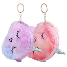 BESTYASH - 2 monederos de unicornio de dibujos animados de peluche con cierre, monederos con cierre - Multicolor - Ver 2