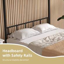 HOMBCK Metal Canopy Bed Frame, Queen Bed Frame With Metal Slats Support,Mattress Foundation, No Box Spring Needed, Easy Assembly, Bedroom Deccor, Christmas Decorations, Bedroom Furniture, Full/ Queen, Black - 黑色 - 查看 4