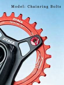 ZRACE 4件組高強度登山車齒盤螺栓，7075鋁合金CNC加工，齒盤螺絲 - 紅色 - 查看 5