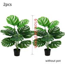 2pcs/Set 24-Inch Premium Artificial Bamboo - Outdoor Faux Green Plant, Realistic Green Leaves | Suitable For Indoor And Outdoor Multi-Scene Placement, Applicable To Office, Balcony, Wedding, Party, Yard. - Tropical Style Green Premium Feel - View 3