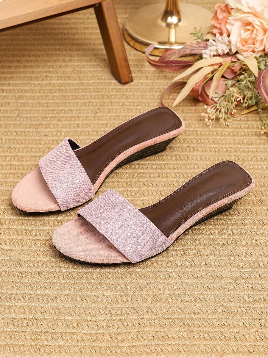 Sandalias de cuña con punta redonda para mujer 3.5CM estilo nuevo 2026 sandalias de suela gruesa cómodas con punta abierta minimalistas suela plana suave sin fatiga sandalias de moda para exteriores - Rosa - Ver 1