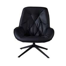 Modern Swivel Single Leisure Chair, Leather Padded High Back Sofa Chair, Black Metal Legs, Suitable For Reception/Reading/Movie Watching - Black - View 7