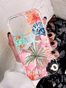 1個海洋元素海星海龜殼百合椰子樹撞球熊糖果圖案防滑透明氣墊軟手機殼，適用於 iPhone 11/12/13/14/15/16 Pro Max - 彩色 - 查看 3
