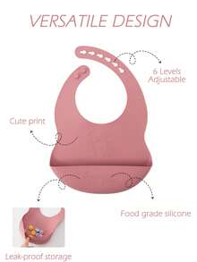 1 pièce Bavoir de nourrissage en silicone personnalisé avec nom & motif, bavoir réglable, impression à la demande, accessoire de vaisselle pour bébé - Multicolore - Voir 8