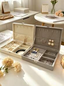 1pc Jewelry Storage Box, Portable Zipper Travel Jewelry Organizer, Travel Jewelry Box, Suitable For Women's Earrings, Rings, Necklaces, Bracelets, Lipsticks, Etc. - Multicolor - View 2