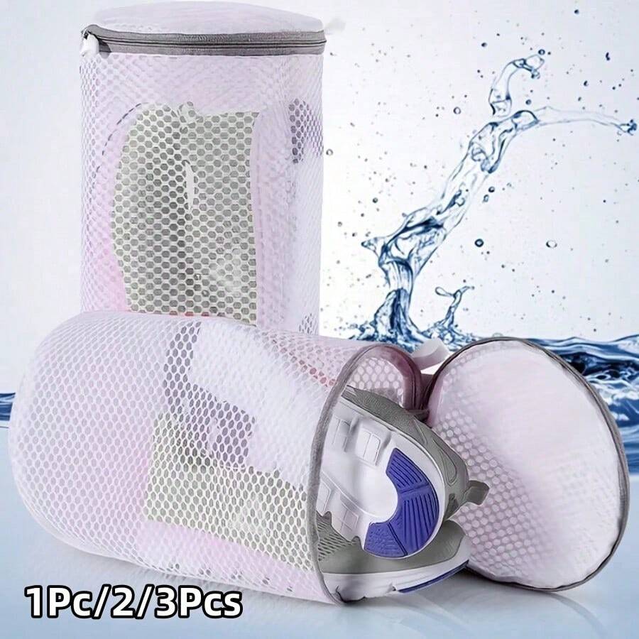 1Pc/2/3Pcs Zippered Large Mesh Shoe Washing Bag – Durable Honeycomb Fabric, Suitable For Sneakers, Canvas Shoes And Slippers, Laundry Bag