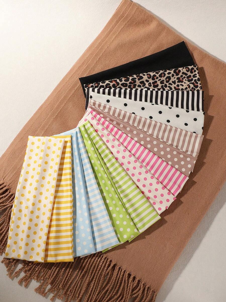 14 pièces Bandeaux pour femmes vintage à pois, rayures, imprimé léopard, convient pour les trajets quotidiens, le sport et la fitness, accessoires pour cheveux - Multicolore - Voir 1