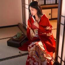 Yukatas - Red Kimono With Red Obi (sash) - View 6