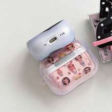 日韓卡通黑小玉全圖案掛環耳機保護套，適用於 Apple AirPodsPro3/AirPodsPro2/AirPodsPro/AirPods4/AirPods3/AirPods2，時尚女款極簡 Apple 耳機保護殼 - 彩色 - 查看 5