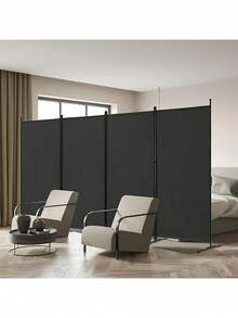 Biombo Separador Portátil Fácil Montaje 4 Paneles Moderno - beige - Ver 8