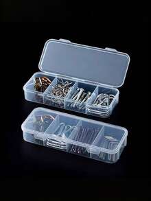 4-Slot Card Storage Box, Poker Card Organizer, Transparent PP Snap-Lock Small Box, Portable Business Card Holder With Lid, Plastic Card Deck Box, Office Desk Divider Storage Box, Trading Card Game Supplies - Multicolor - View 6