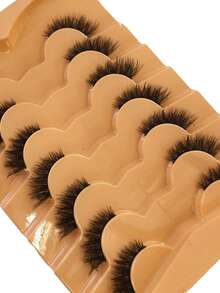 HBZGTLAD 7 Pairs Assorted Natural Style False Eyelashes, Fluffy Thickened Cat Eye Wispy Lashes With Black Band, Dense Extension-Look D Curl Cat Eye Lashes, Natural Appearance Faux Mink 3D Fluffy Russian Strip Lashes, Reusable For Daily Wear And Practice - View 4