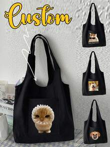 Tas jinjing dengan foto dan nama hewan peliharaan yang dipersonalisasi, tas bahu berkapasitas besar, cocok untuk bekerja, bepergian, dan sekolah. Portabel, multifungsi, universal, ringan, dan praktis. Cocok untuk ulang tahun pernikahan, liburan, dan acara lainnya. Serbaguna, lucu, sederhana, dan menarik. Hadiah ulang tahun, ulang tahun pernikahan, dan Hari Valentine yang sempurna untuk pecinta hewan peliharaan. - MultiWarna - View 3