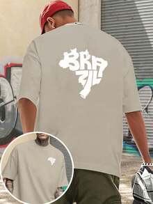 Camiseta de manga corta para hombre, estilo casual urbano, con grafiti pintado a mano y estampado de doble cara. - Negro - Ver 7