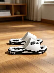 Sandal Pijat Rumahan Unisex, Sandal Refleksologi Kaki Dalam Ruangan untuk Kamar Mandi dan Shower, Sandal Nyaman dan Modis dengan Motif Huruf untuk Penggunaan di Rumah - Putih - View 6