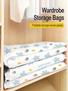 5 Packs Vacuum Storage Bags, Plastic Rectangular Multi-Purpose Bags, Zipper Seal, Moisture-Proof And Airtight, Suitable For Bedding, Pillows, Blankets, Clothes - Save 80% Space, No Electricity Needed,Bedroom Room Decor,Back To School - Blue and White - View 6