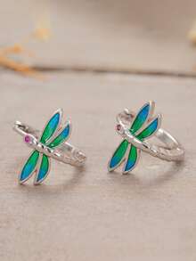 1 Pair Cute Cubic Zirconia Dragonfly Earrings, Suitable As Gifts For Women For Parties, Engagements, Anniversaries, Valentine's Day And Other Occasions - 8# - View 4