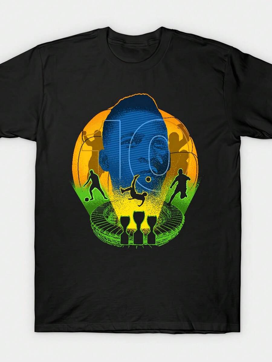 Camiseta O Rei Soccer Legend para Hombre, Verano 2026, Camiseta de Fútbol, Camiseta para Entusiastas del Deporte, Elástica y Transpirable, Adecuada para Deportes al Aire Libre - Negro - Ver 1