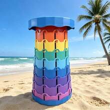 1pc Rainbow Expandable Bench - Outdoor Portable Plastic Folding Adjustable Chair, Suitable For Queuing, Fishing Or Train Sitting - Multicolor - View 12