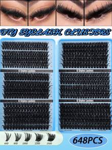 720pcs Ultra Dense DIY False Eyelashes Set, 8-16mm 10D-150D D Curl Natural Style False Eyelashes, Ultra Thick And Fluffy, Dense Eyelash Book, Suitable For Daily Use And Beginners - Blue - View 13