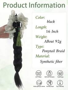 Ekstensi Rambut Ekor Kuda Kepang Jepit Vintage 16 Inci untuk Wanita, Gaya Ekor Kuda Rumbai Gaya Ink Wash, Rambut Kepang Tenun Tangan - MultiWarna - View 3