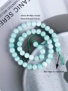 Cuentas sueltas redondas de jade birmano natural de 6/8/10mm con espaciador de ágata para hacer joyas DIY, accesorios para collares y pulseras - verde menta - Ver 12