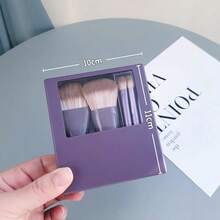 1 Set Portable 5pcs Mini Makeup Brush With Mirror, Multi-Functional Eyeshadow Brush, Powder Brush, Foundation Brush - Multicolor - View 4