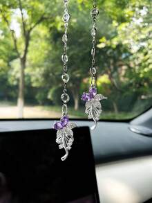 Artificial Rhinestone Flower Car Hanging Ornament, Creative Car Interior Pendant, Rearview Mirror Charm, Car Accessory - Flowers - View 4