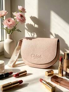 Chloé Mini Zipper Makeup Bag, Lightweight PU Leather, Daily Handbag Organizer CHLOE-GIFT-11 - Baby Pink - View 1