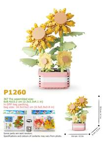 DIY積木花朵 朋友禮物玫瑰花教育玩具 逼真插接永生花盆栽裝飾 向日葵 12款創意3D鮮花熱銷組合迷你積木花 手作材料 實惠好物 送給朋友與家人的禮物 12款積木花模型隨機組合 317至473片迷你積木玩具 - 彩色 - 查看 24